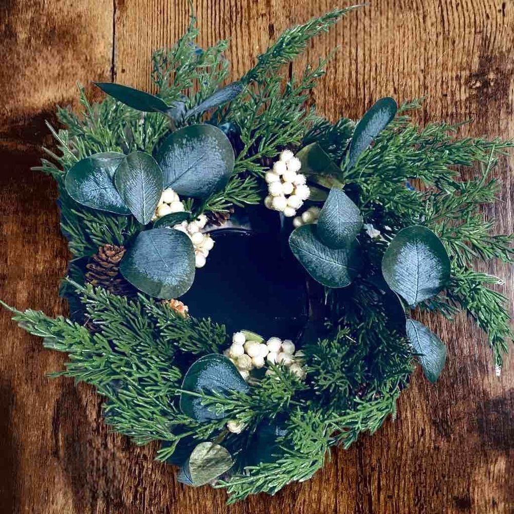 Bee & Willow Floral Ring Hurricane Pine Center Piece